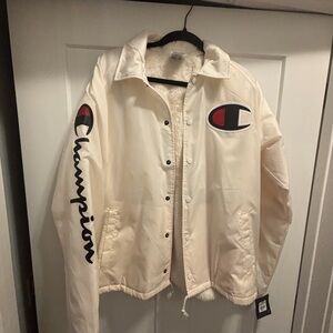 Champion Off-White Jacket with Logo Accents